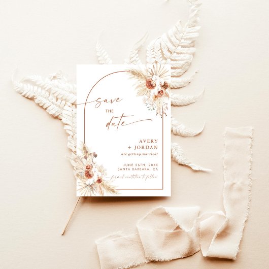 Boho Wedding Save the Date Invite | Pampas Grass Einladung