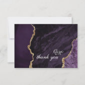 Boho Wedding Scrip Agate Lila und Gold Dankeskarte (Vorderseite)