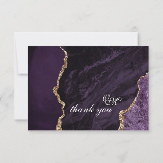 Boho Wedding Scrip Agate Lila und Gold Dankeskarte (Vorderseite)