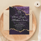 Boho Wedding Scrip Agate Lila und Gold Einladung