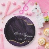 Boho Wedding Scrip Agate Lila und Gold Pappteller (Party)