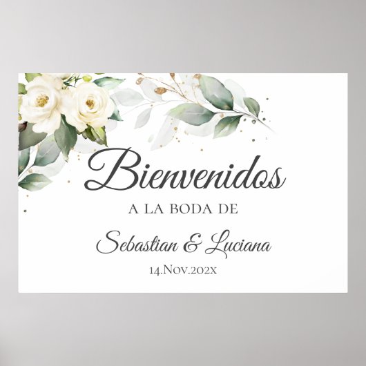 Boho Wedding Spanish Welcome sign Poster (Vorne)