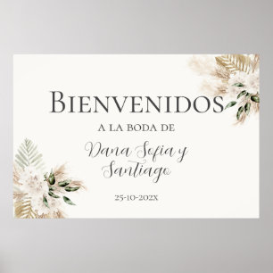 Boho Wedding Spanish Welcome sign Poster