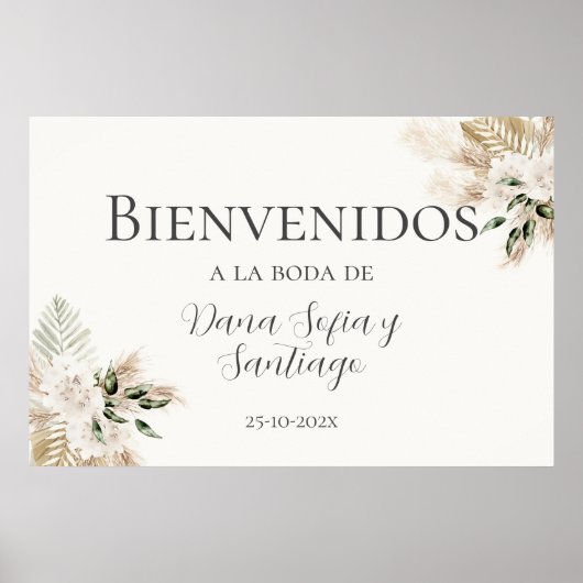 Boho Wedding Spanish Welcome sign Poster (Vorne)
