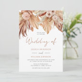 Boho Wedding: Terracotta Dried Floral Bohemisch Einladung (Stehend Vorderseite)
