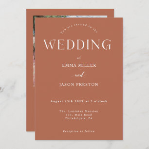 Boho Wedding terracotta mit Foto Einladung