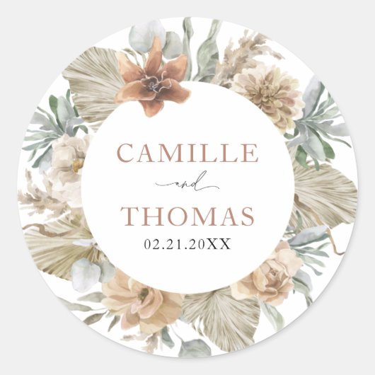 Boho Wedding Terracotta Umschlag Aufkleber Sticker (Vorderseite)