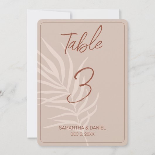 Boho Wedding Tischnummer (Vorderseite)