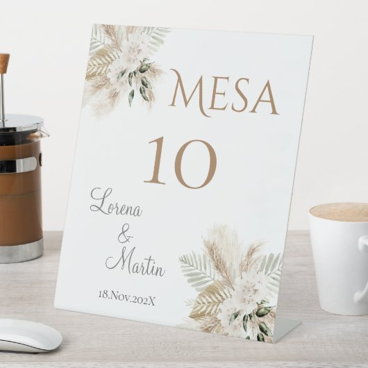 Boho Wedding Tischnummer Sockelschild (In Situ)