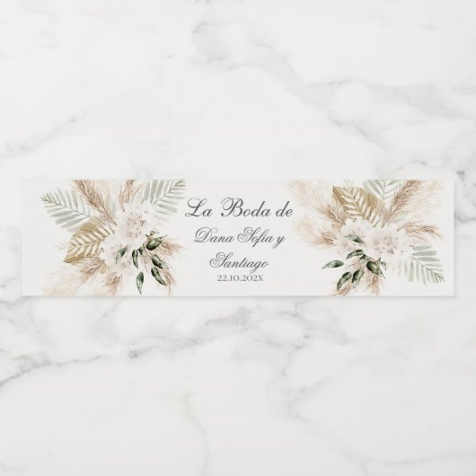 Boho Wedding Wasserflaschenetikett (Einzelnes Label)