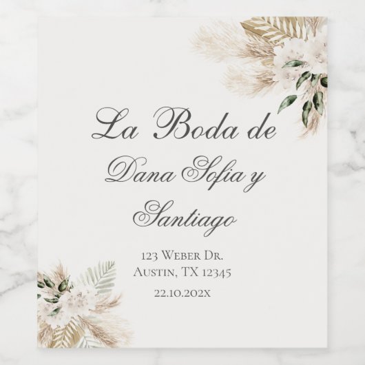 Boho Wedding Weinetikett (Einzelnes Label)