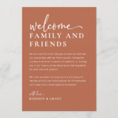 Boho Wedding Welcome Bag Letter Timeline Card Menükarte (Vorderseite)