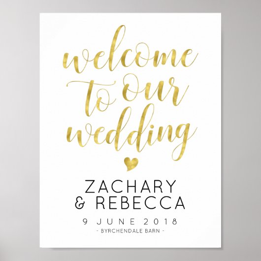 Boho Wedding Welcome Sign Gold Poster (Vorne)