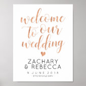 Boho Wedding Welcome Sign Rose Gold Poster (Vorne)
