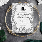 Boho Wedding White and Black Script Castle Wedding Einladung