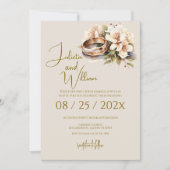 Boho Wedding with Rings Einladung (Vorderseite)