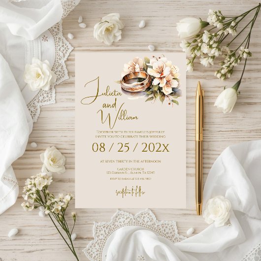 Boho Wedding with Rings Einladung