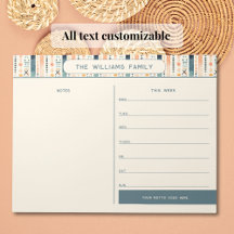 Boho Weekly Family Calendar mit Anmerkungen Abschn