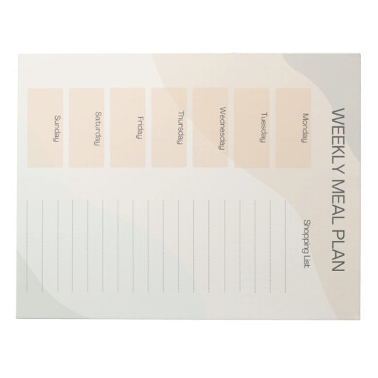 Boho Weekly Meal Plan Notepad Notizblock (Vorderseite)