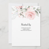 Boho weiche rosa Blumen und Grünpflanzen Brautpart Einladung (Rückseite)