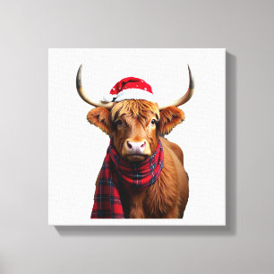 Boho Weihnachten Highland Kuh T-Shirt (1) Leinwanddruck