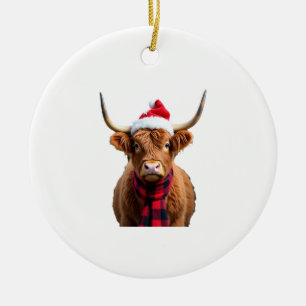 Boho Weihnachten Highland Kuh T-Shirt (3) Keramik Ornament