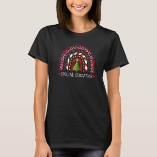 Boho Weihnachten Leopard Regenbogen Sonderpädagogi T-Shirt