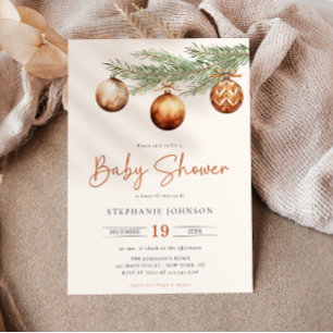 Boho-Weihnachts-Baby-Party Winter  Einladung