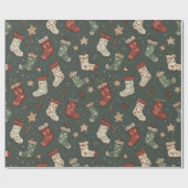 Boho Weihnachts-Strümpfe Wrapping Paper Geschenkpapier (Flach)