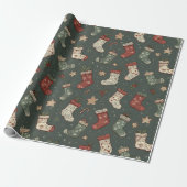 Boho Weihnachts-Strümpfe Wrapping Paper Geschenkpapier (Ungerollt)