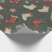 Boho Weihnachts-Strümpfe Wrapping Paper Geschenkpapier (Ecke)