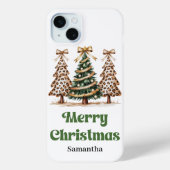 Boho-Weihnachtsbäume Wasserfarbe Leopardenmuster Case-Mate iPhone Hülle (Rückseite)
