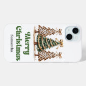 Boho-Weihnachtsbäume Wasserfarbe Leopardenmuster Case-Mate iPhone Hülle (Rückseite (Horizontal))