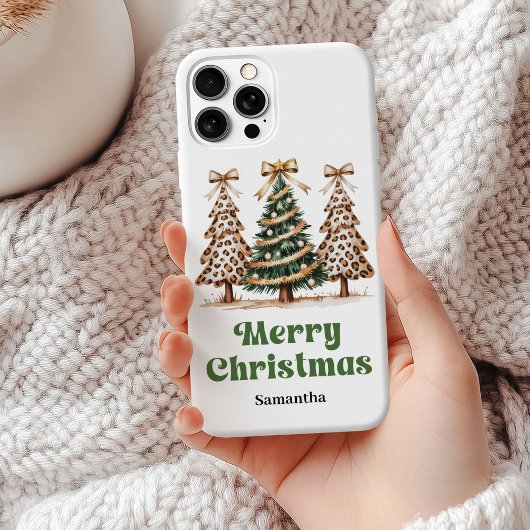 Boho-Weihnachtsbäume Wasserfarbe Leopardenmuster Case-Mate iPhone Hülle