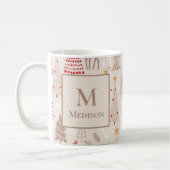 Boho Weihnachtsbaumen mit Monogramm und Name Kaffeetasse (Links)