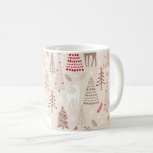 Boho Weihnachtsbaumen mit Monogramm und Name Kaffeetasse (VorderseiteRechts)