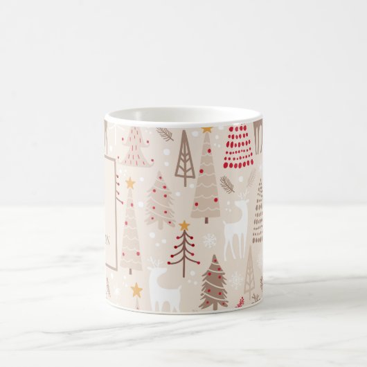 Boho Weihnachtsbaumen mit Monogramm und Name Kaffeetasse (Mittel)