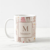 Boho Weihnachtsbaumen mit Monogramm und Name Kaffeetasse (Links)