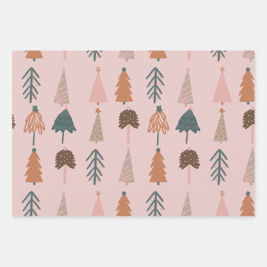 Boho Weihnachtsbaummuster  Geschenkpapier Set (Vorderseite 3)