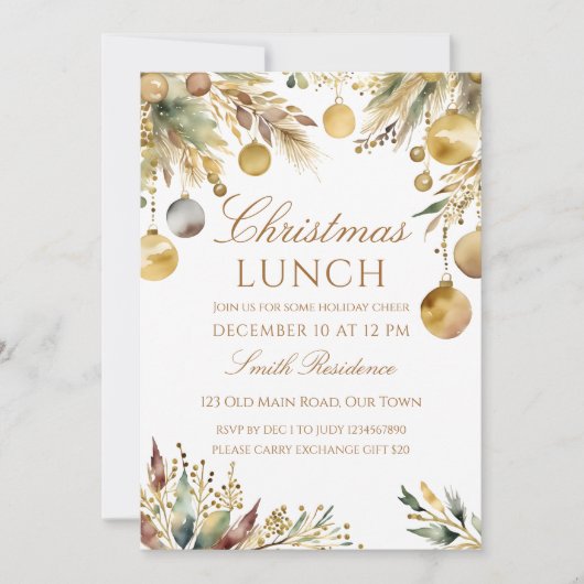 Boho Weihnachtsessen Party Aquarell Einladung (Vorderseite)