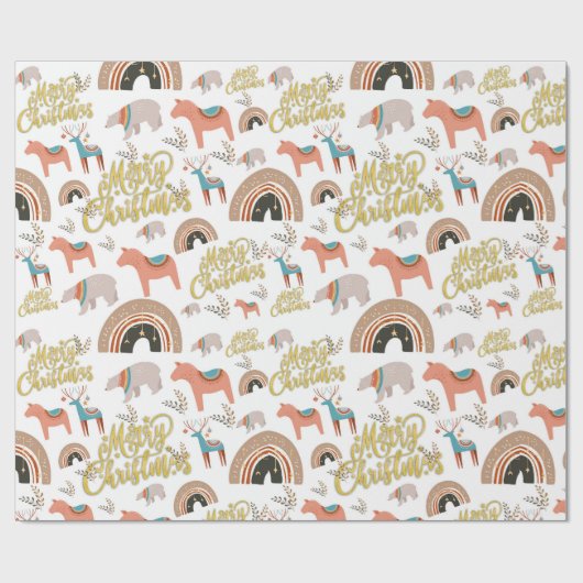 Boho Weihnachtsfeiertag Geschenkpapier (Flach)