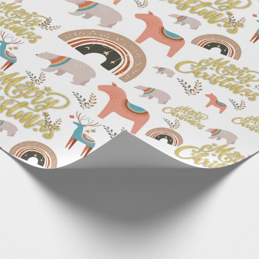 Boho Weihnachtsfeiertag Geschenkpapier (Ecke)