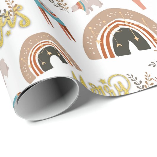Boho Weihnachtsfeiertag Geschenkpapier (Rolleneckpunkt)