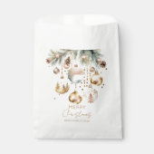 Boho Weihnachtsfeiertage Schneekiefern Goldbaubles Geschenktütchen (Vorderseite)
