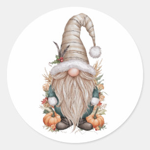 Boho Weihnachtsgonk stehend in einem Kürbispflaste Runder Aufkleber