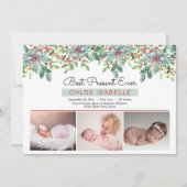 Boho Weihnachtsgrün Beste Gegenwart je Geburt A Ankündigung (Vorderseite)