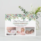 Boho Weihnachtsgrün Beste Gegenwart je Geburt A Ankündigung (Stehend Vorderseite)