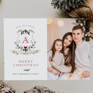Boho-Weihnachtskarte mit einem Foto Feiertagskarte