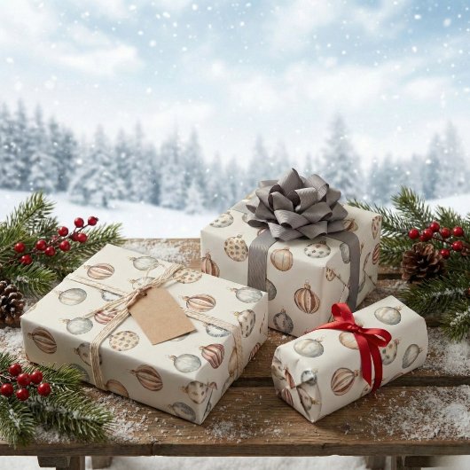 Boho Weihnachtsschmuck Warm Vintager Winter Geschenkpapier Set