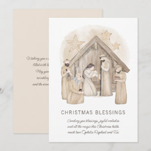 Boho-Weihnachtsstall-Szene-Feiertagskarte Feiertagskarte